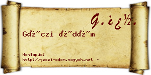 Géczi Ádám névjegykártya